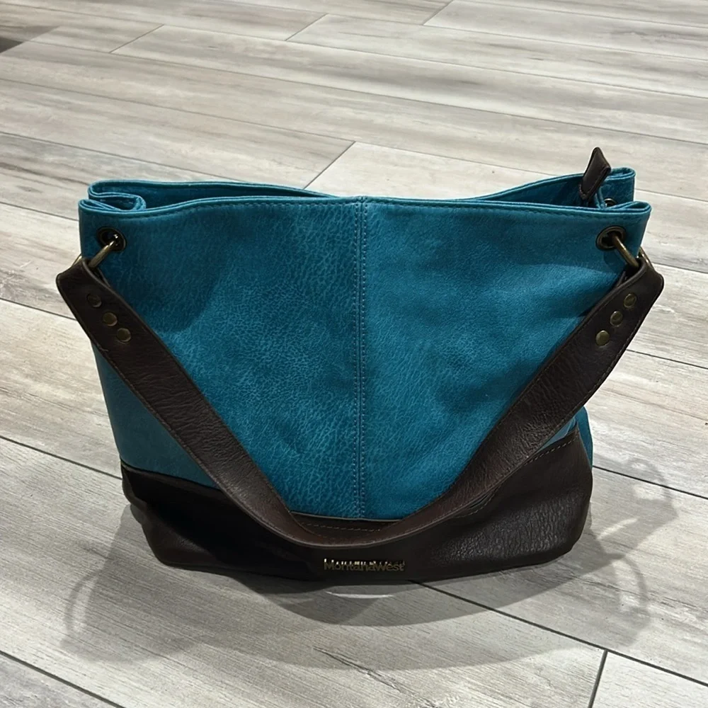 Montana West blue and brown hobo shoulder bag